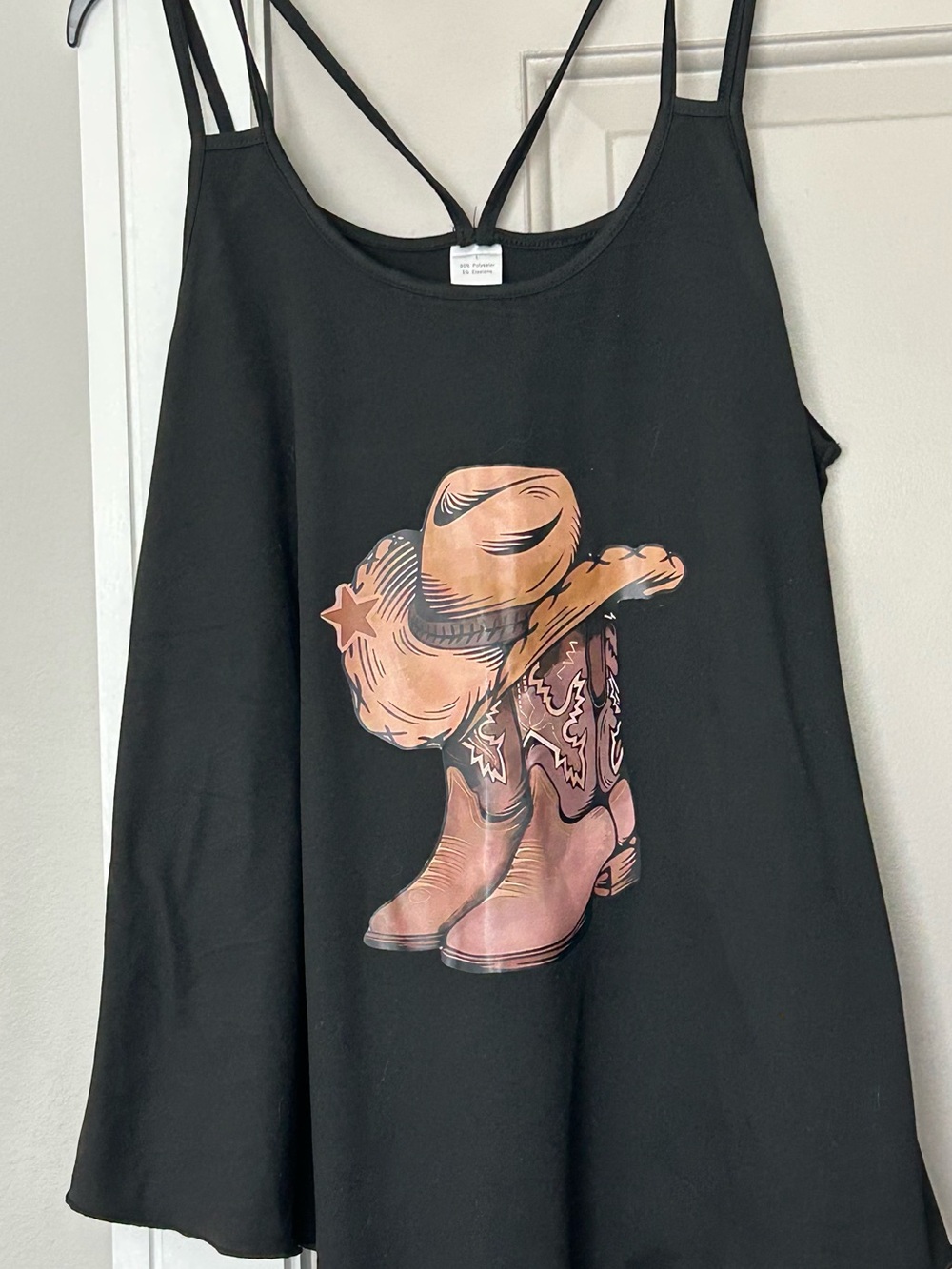Black Tank with Cowboy Hat & Boots Graphic - Picture 3 of 12